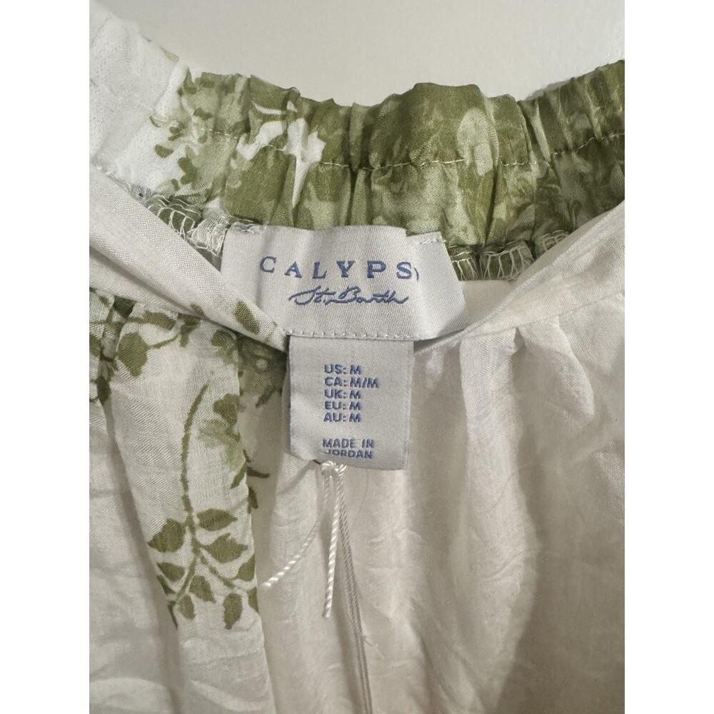Calypso St Barth White Green Floral Maxi Skirt Sz M, Boho Gypsy Cottagecore NWT - Picture 9 of 10